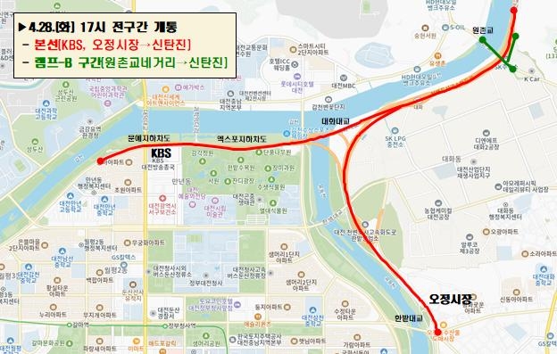 2026. 4. 28 대전 천변도시고속화도로 한 달 만에 ‘전면 개통’… 원촌육교 옹벽 위기 넘겼다 기사송고 이미지 1
