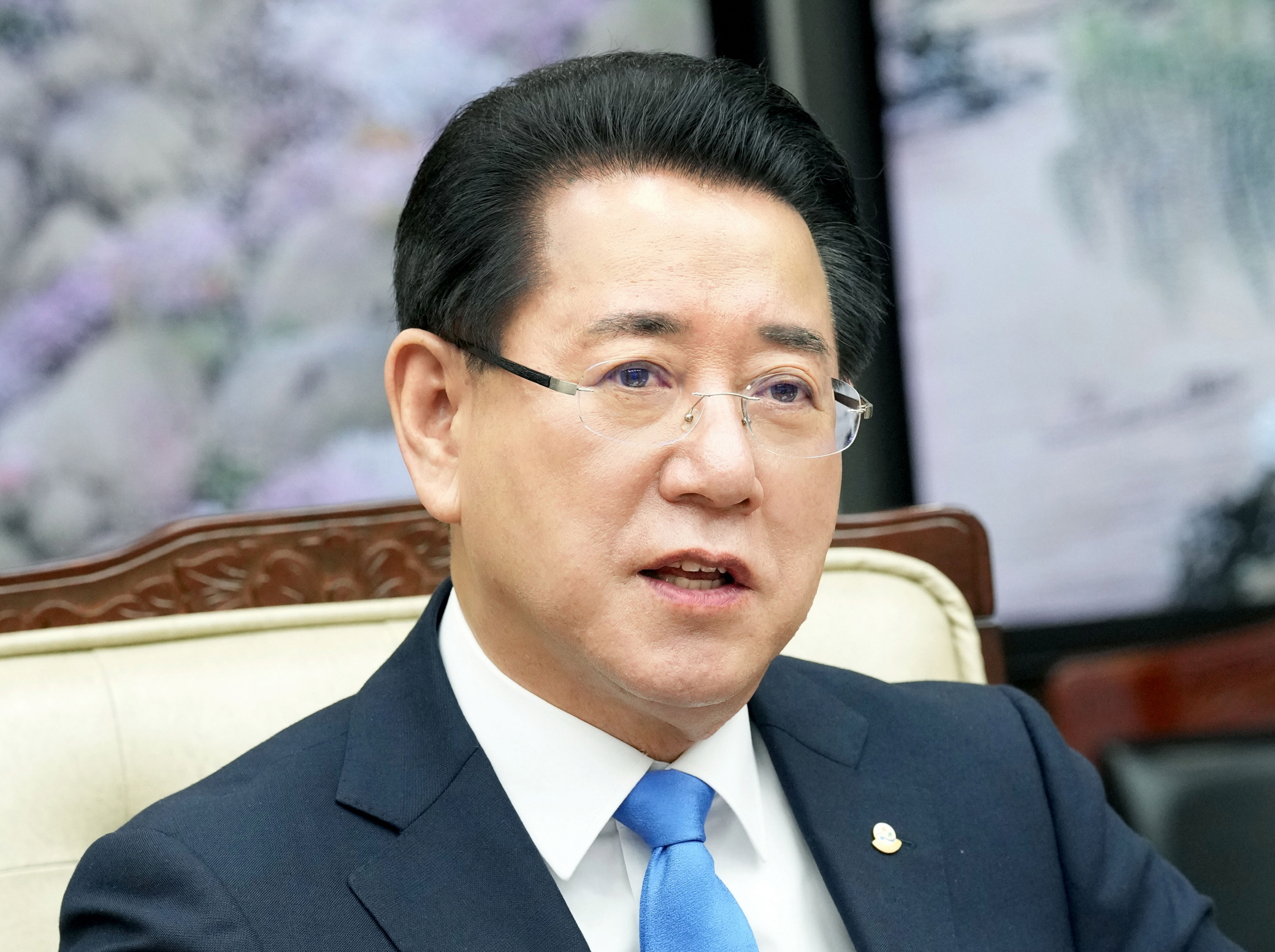 김영록 전라남도지사가 18일 나주에서 발전 5사 통합 본사 최적지로 나주를 강조하고 있다.
